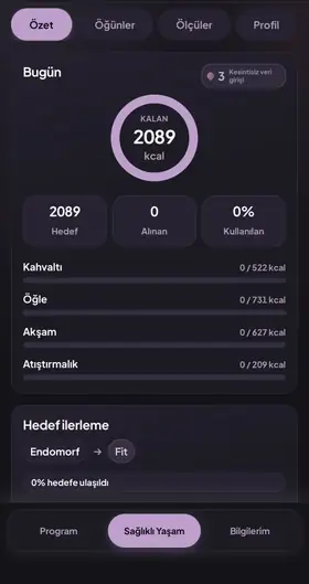 PowerFlexy Üye Mobil Sağlıklı Yaşam Ekranı